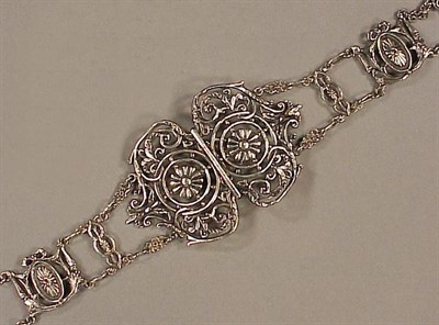 Lot 11 - Silver Belt Composed of openwork links. Length...