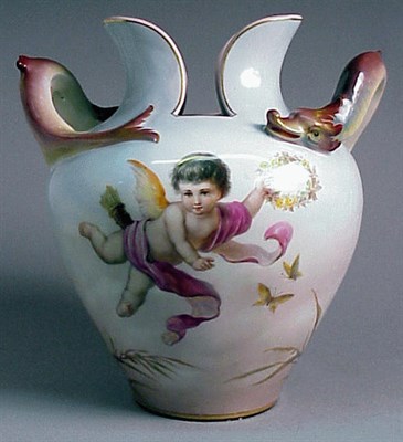 Lot 482 - Continental Porcelain Vase Decorated with Cupids