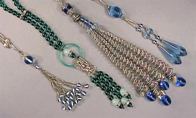 Lot 94 - Four Art Deco Sautoirs One with green beads...