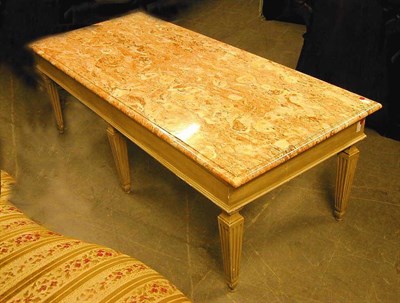 Lot 445 - Louis XV Style Marble Top Painted Coffee Table