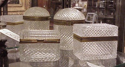 Lot 199 - Group of Three Brass Mounted Cut Glass Boxes