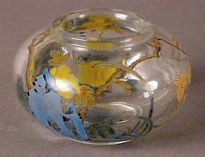 Lot 212 - Enameled Glass Brushwasher Engraved...