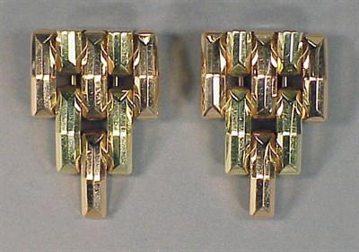 Lot 41 - Pair of 14 Kt. Gold Clips 1930s Pink and...
