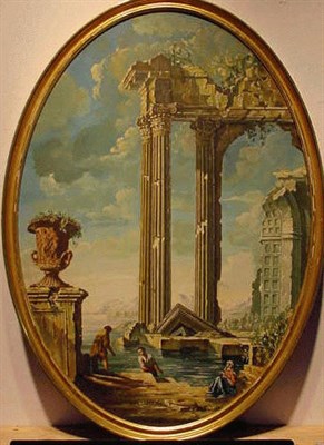 Lot 211 - Manner of Panini CAPRICCI OF RUINS: TWO Oils...