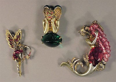 Lot 370 - Three Eisenberg Exotic Figural Pins Each...