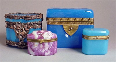 Lot 195 - Group of Four Opaline Glass Boxes