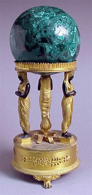 Lot 335 - Empire Style Malachite Orb on a Bronze Stand