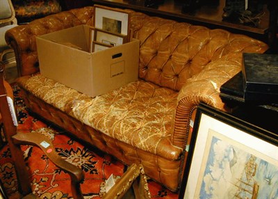 Lot 422 - Leather Upholstered Chesterfield Sofa