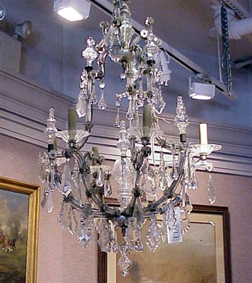 Lot 690 - Rococo Style Cut Glass Six-Light Chandelier...
