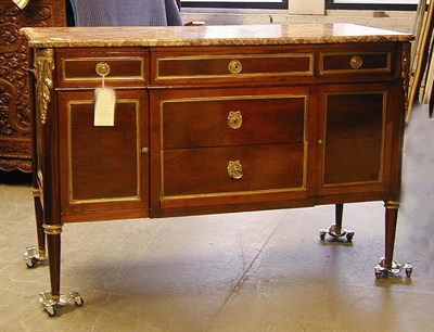 Lot 419 - Louis XVI Style Marble Top Mahogany Chest of...