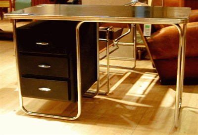 Lot 225 - Chrome and Painted Metal Desk Gilbert Rhode...