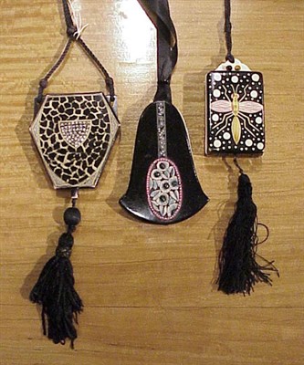 Lot 1041 - Three Black Art Deco Vanity Purses Each...