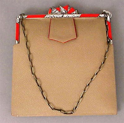 Lot 1071 - Art Deco Craquele Frame Evening Bag Of fawn...