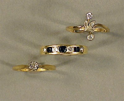 Lot 93 - Three Assorted Gold and Diamond Rings 14 kt....