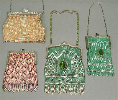 Lot 1061 - Four Patterned Mesh Evening Bags 1920s One...