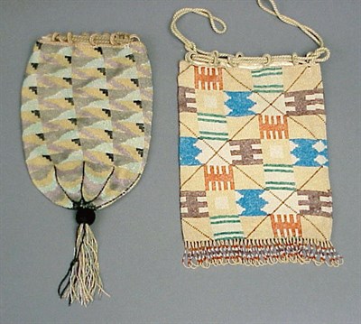 Lot 1038 - Two Beaded Pouch Bags German, 1920s Each with...
