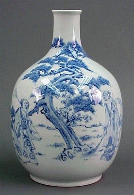 Lot 83 - Hirado Blue and White Bottle with Jo and Uba...