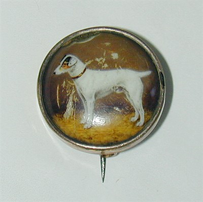 Lot 29 - W.B. Ford A Terrier in a Stable enamel, signed...