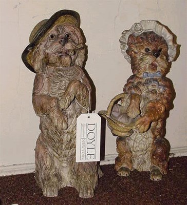 Lot 45 - Pair of Terra Cotta Figures of Begging Poodles...