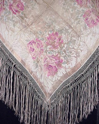 Lot 1156 - Floral Lame Shawl French, 1920s Woven with...