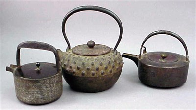 Lot 161 - Japanese Iron Tetsubun and Two Iron Sake...