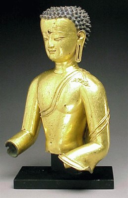 Lot 34 - Fine Tibetan Gilt-Copper Alloy Torso of Buddha...
