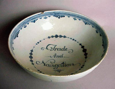 Lot 289 - English Delft Blue and White Center Bowl Late...