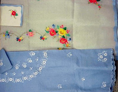 Lot 1138 - Blue Trimmed Organdy and Other Tablecloth...