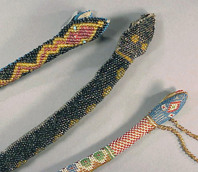 Lot 91 - Three Beadwork Snakes Early 20th century One...