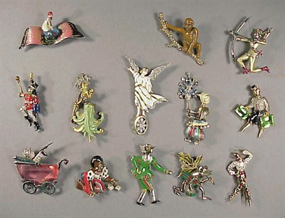 Lot 350 - Group of Whimsical Figural Pins Including a...