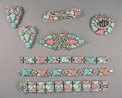 Lot 275 - Group of Trifari Cartier Style Pastel Jewelry...