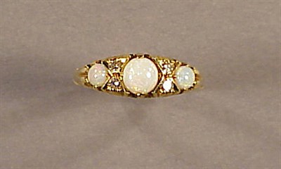 Lot 280 - Antique Style Opal and Diamond Ring 18 kt....