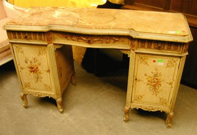 Lot 238 - Louis XV Style Marble Top Painted Dressing Table