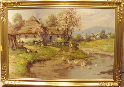 Lot 55 - Lazlo Neogrady Hungarian, 1861-1942 FARMYARD...