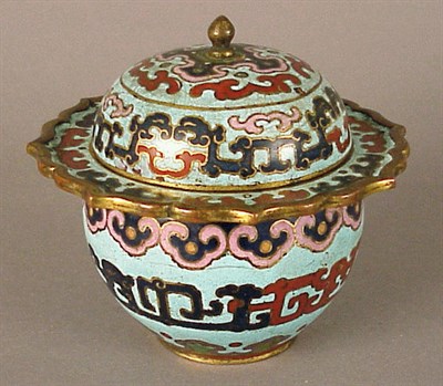 Lot 191 - Robin's-Egg Blue Ground Cloisonne Covered...