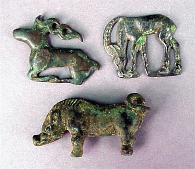 Lot 156 - Bronze Recumbent Deer Plaque, Standing Ibex...