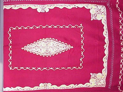 Lot 1183 - Wine Red Embroidered Cotton Bed Cover India,...