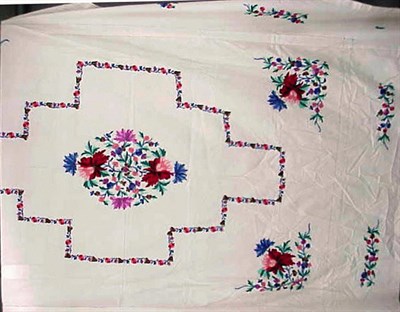 Lot 1181 - Polychrome Embroidered Wool Bed Cover India,...