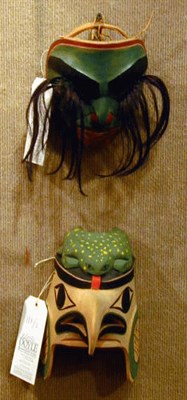 Lot 114 - Two Northwest Coast Polychrome Wood Masks The...