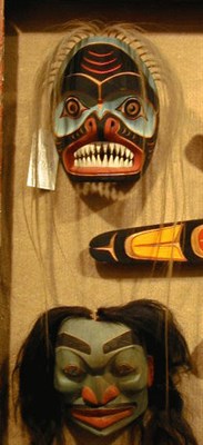 Lot 116 - Northwest Coast Polychromed Wood Shark Face...
