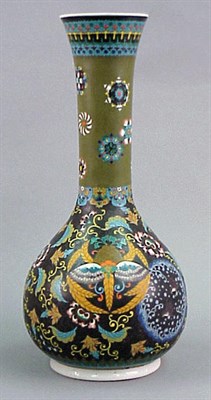 Lot 84 - Cloisonne on Porcelain Bottle Vase Signed Dai...