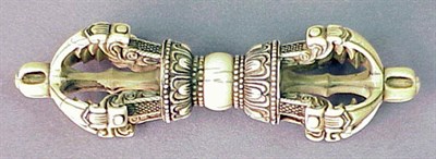 Lot 9 - Miniature Ivory Vajra Length 3 1/8 inches (7.9...