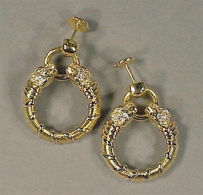 Lot 294 - Pair of Gold Double Snake Hoop Earrings 18 kt....
