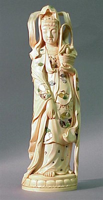 Lot 102 - Shibayama Style Inlaid Ivory Kannon Taisho...