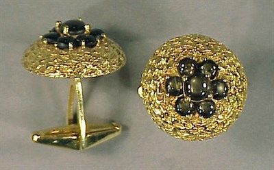 Lot 341 - Pair of Gold and Black Star Sapphire Cufflinks...
