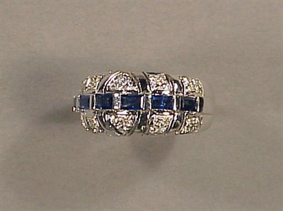 Lot 441 - Sapphire and Diamond Ring 18 kt. white gold,...