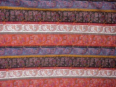 Lot 1162 - Two Striped Paisley Shawls Indian and European,...