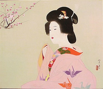 Lot 74 - Ito Shinsui (After) GEISHA VIEWING CHERRY...