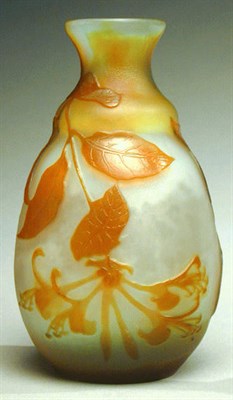Lot 152 - Galle Cameo Glass Vase Of ovoid form, in white...