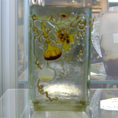 Lot 181 - Galle Enameled Cameo Glass Vase Of rectangular...